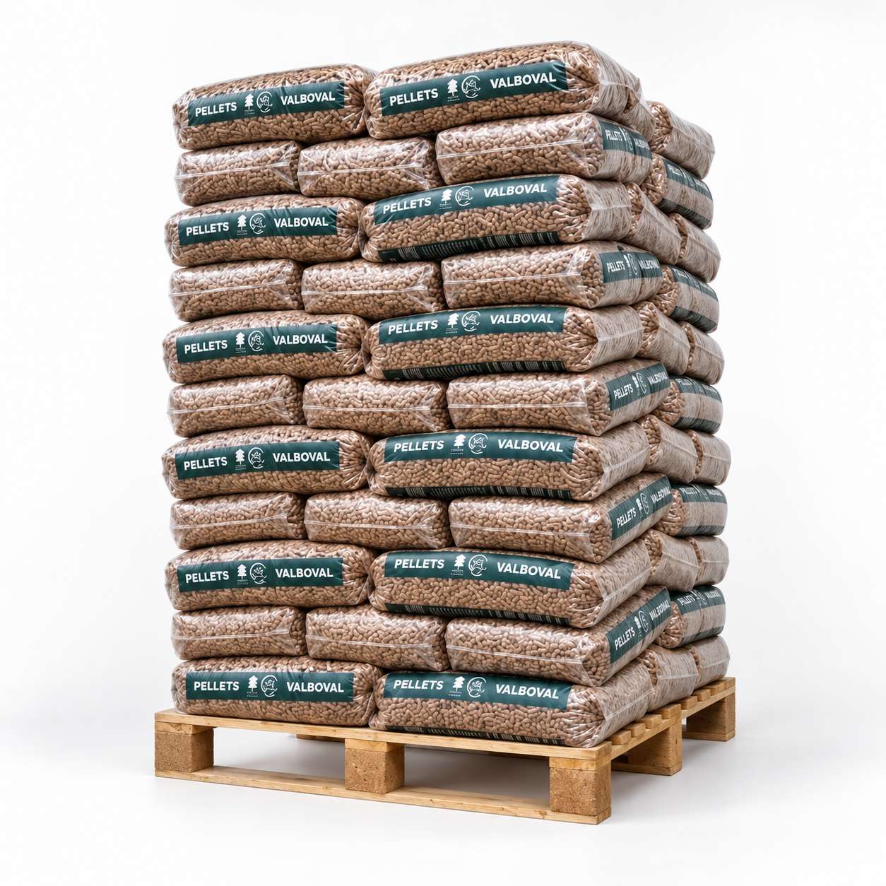 Valboval Holzpellets – 65 × 15 kg Palette (975 kg) – 100 % Nadelholz, DINplus