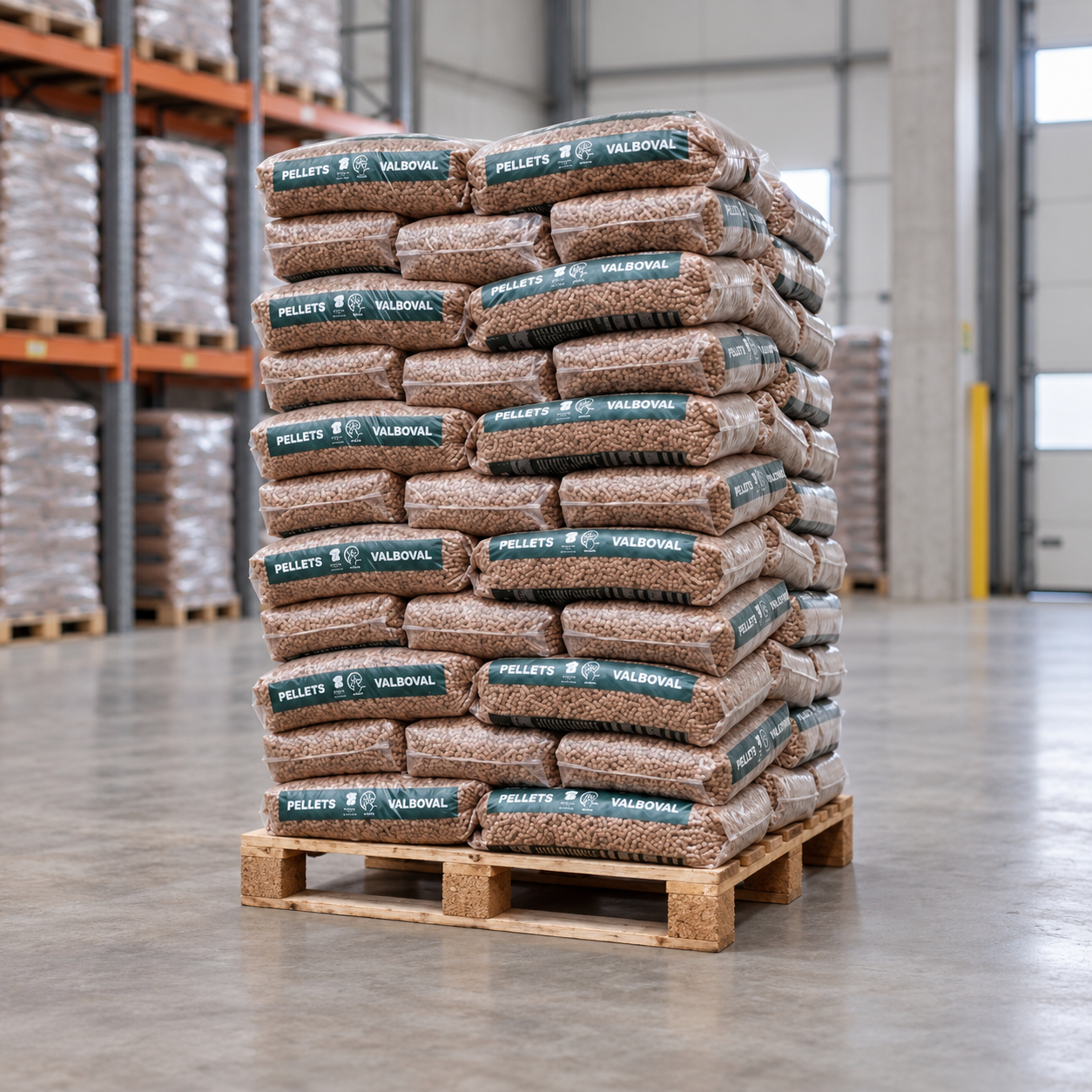 Valboval Holzpellets – 65 × 15 kg Palette (975 kg) – 100 % Nadelholz, DINplus