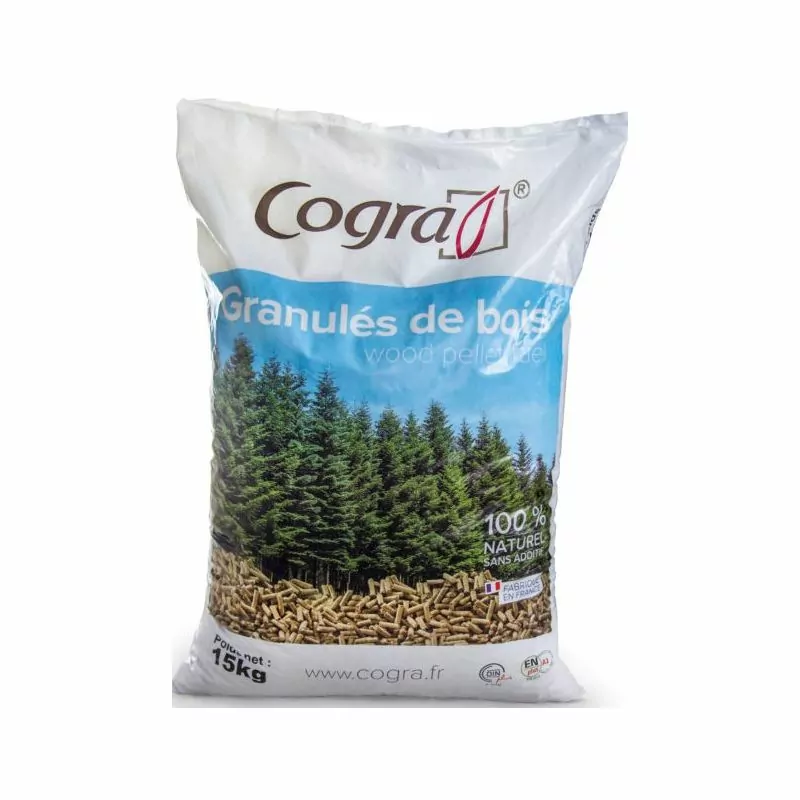 Cogra Holzpellets – 70 × 15 kg Palette – 100 % Nadelholz
