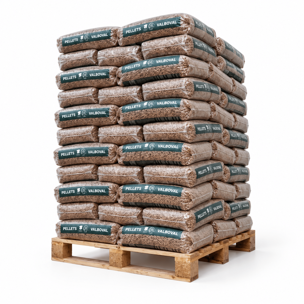 Valboval Holzpellets – 65 × 15 kg Palette (975 kg) – 100 % Nadelholz, DINplus