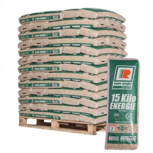 Van Roje Holzpellets – 65 × 15 kg Palette – 100 % Nadelholz, ENplus A1 & DINplus & PEFC