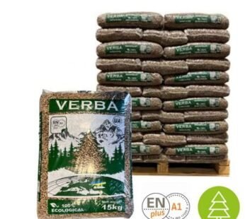 Verba Holzpellets – 70 × 15 kg Palette (1.050 kg) – 100 % Nadelholz, ENplus A1
