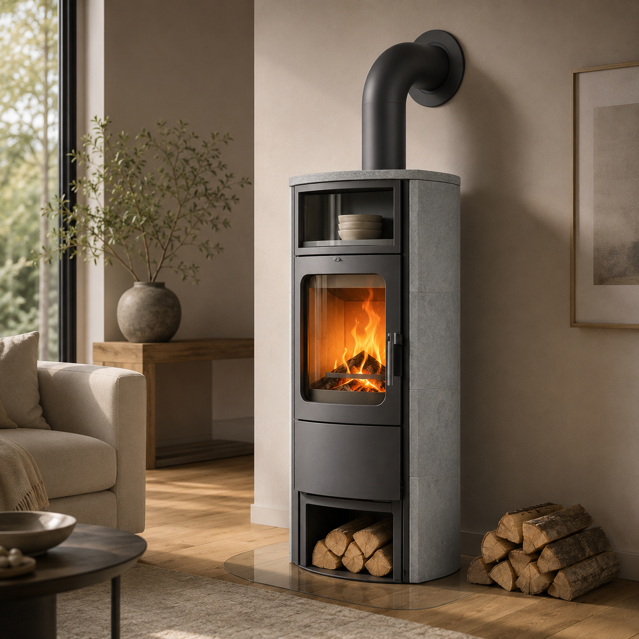 Hark Dauerbrand Kaminofen Opera-B Creme mit Automatik 7 kW EEK: A+