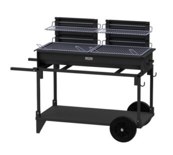 Le Marquier Holzkohlegrill XL mit Doppelbrennkammer mit Wagen