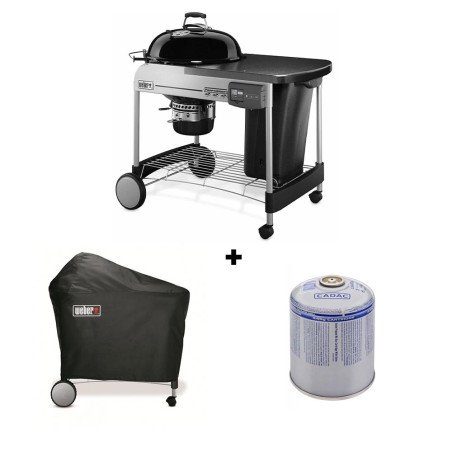 Weber Holzkohlegrill-Set Performer Deluxe – mit Abdeckhaube und Cadac-Gaskartusche