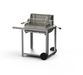 Le Marquier Holzkohlegrill Mendy Marine-Edelstahl – mit chariot Edelstahl – mit Drehspieß