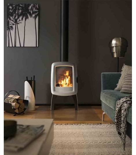 Invicta ELO M Holzofen – 5 kW – Gusseisen, emailliert, Weiß, raumluftunabhängig
