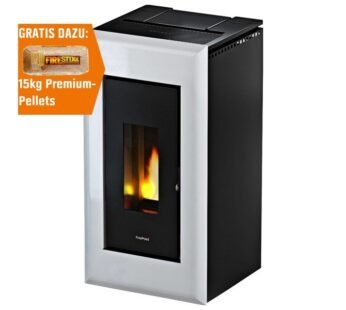 Freepoint Pelletofen Vega Stahl Weiß 10,5 kW mit Automatik