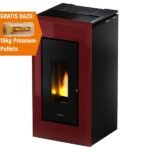 Freepoint Pelletofen Vega Stahl Bordeaux 10,5 kW mit Automatik