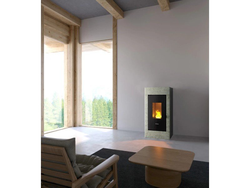 Freepoint Pelletofen Acce Stahl Naturstein 7 kW