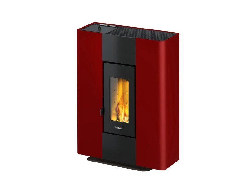 Freepoint Pelletofen Roxy Stand Stahl Bordeaux 7 kW