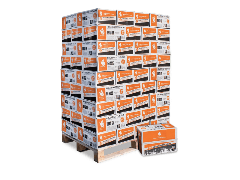 Heizfuxx Nestro M Holzbriketts Hartholz im Karton 12kg x 25 Karton 300kg Palette