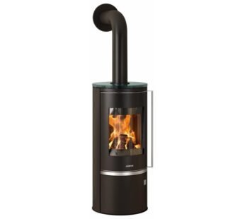 Justus Kaminofen Faro 2.0 Top Stahl Schwarz mit Glas-Abdeckplatte 6 kW