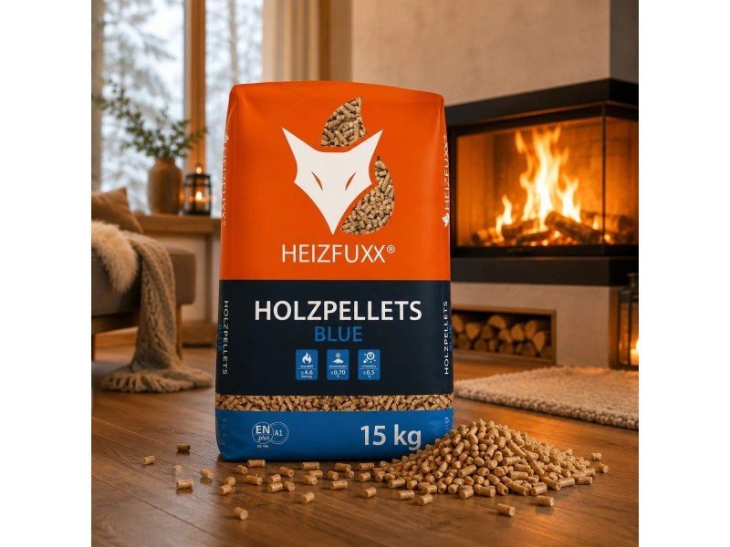 Heizfuxx Holzpellets Blue 15kg x 65 Sack 975kg Palette